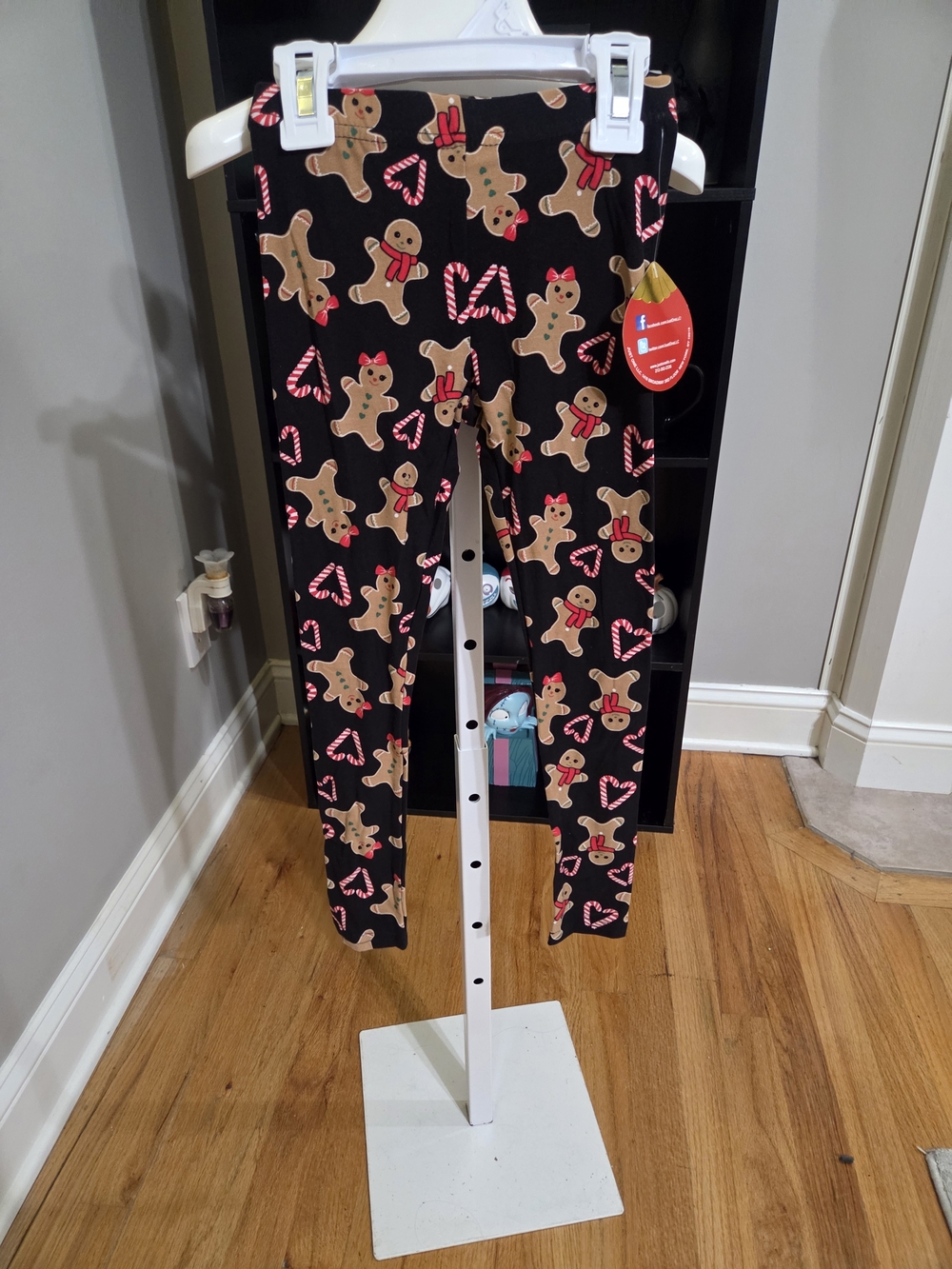 Girls Black Gingerbread & Candy Cane Leggings